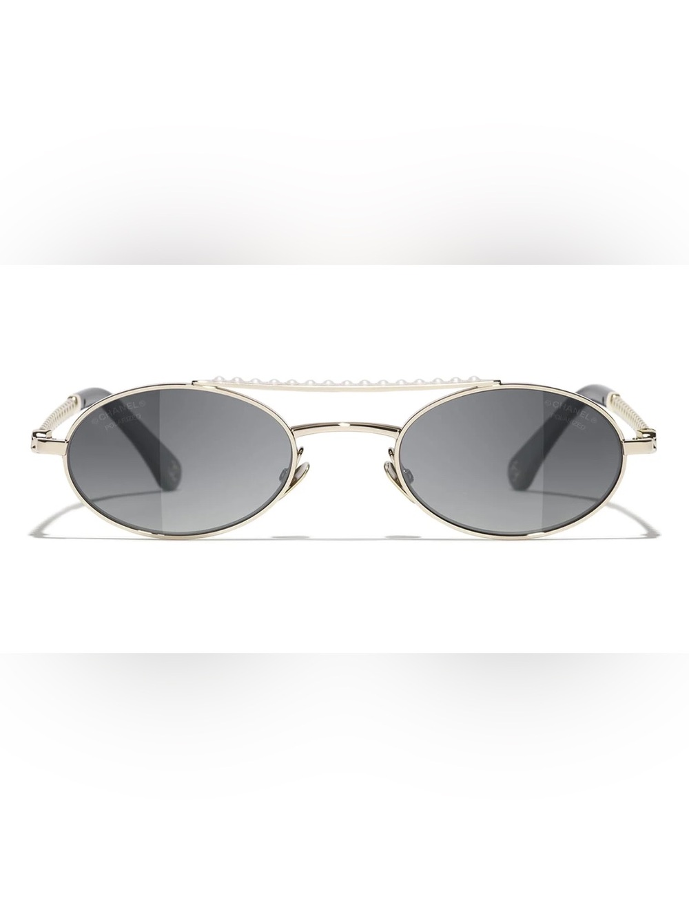 CHANEL Silver Frame Sunglasses with Dark Gray Lenses